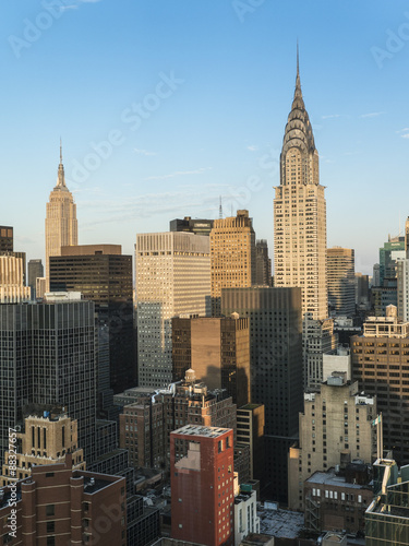 Manhattan skyscrapers including the Empire State Building and Chrysler Building, Manhattan, New York City, New York