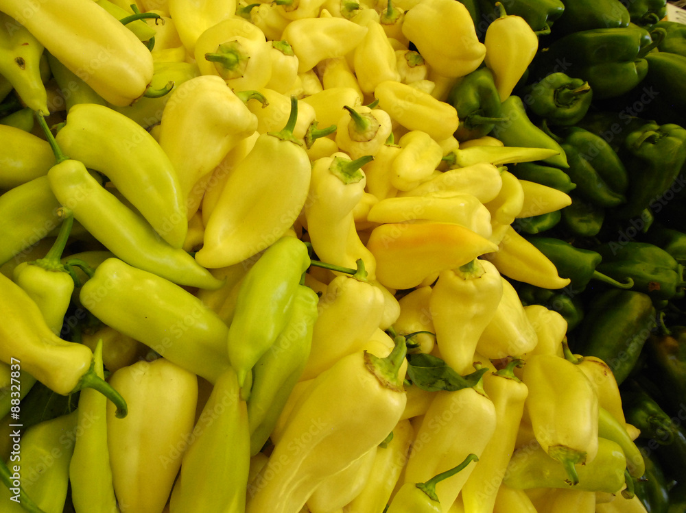 Fresh reen paprika at open market for sale Fresh reen paprika at open market for sale