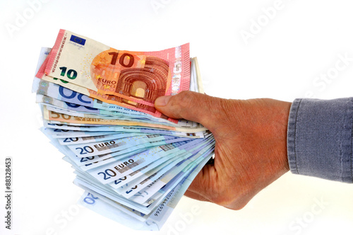 Quadro su tela Des billets de banque en main