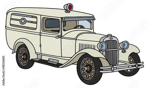 Vintage ambulance / hand drawing, vector illustration