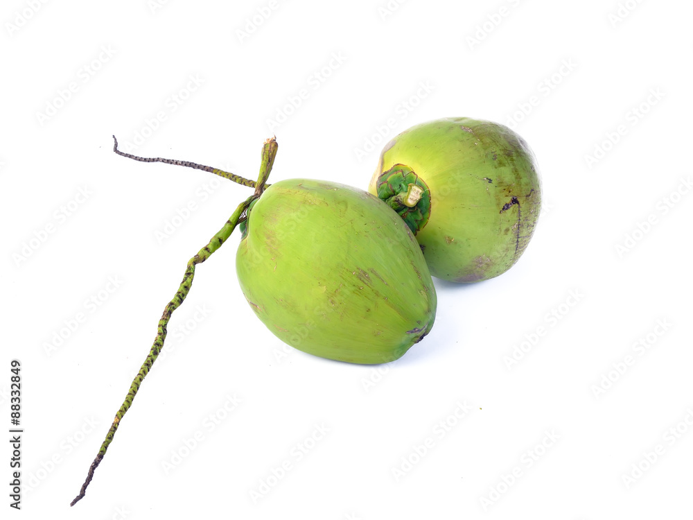Green coconut isolated on white background