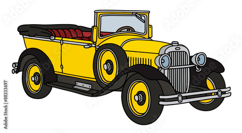 Vintage yellow cabriolet / hand drawing, vector illustration