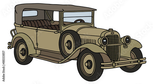 Vintage military car / hand drawing, vector illustration