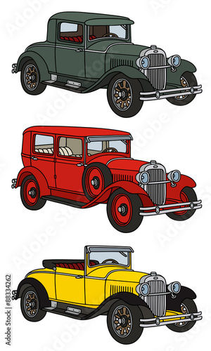 Vintage cars / hand drawing, vector illustration