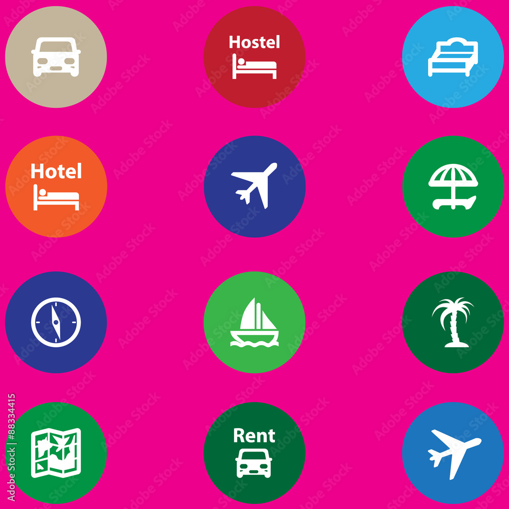 travel icons set in a flat design travel icons set in a flat design