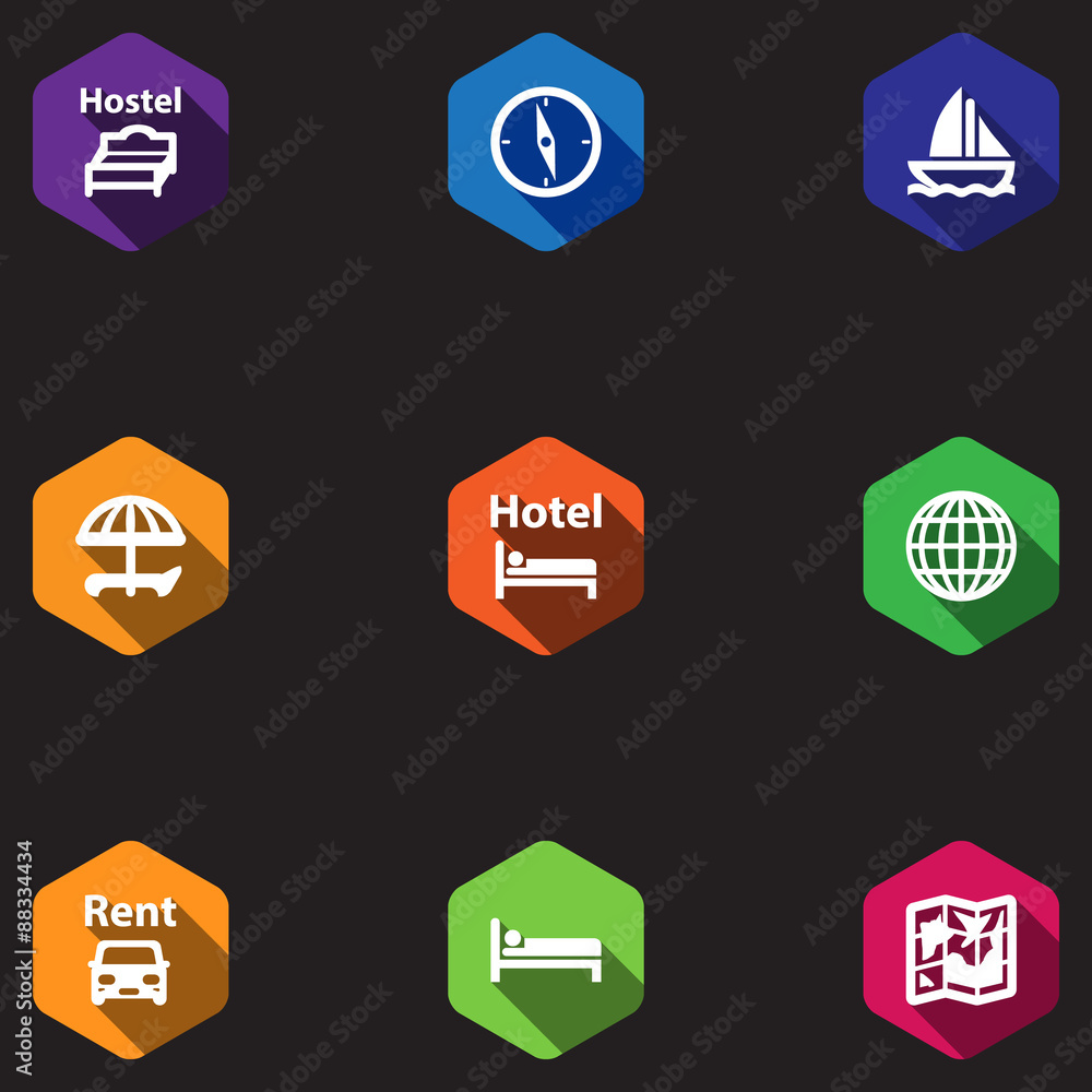 travel icons set in a flat design travel icons set in a flat design