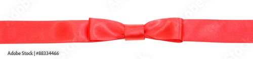 real red bow knot on narrow satin ribbon
