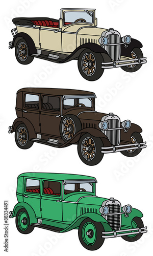 Vintage cars / hand drawing, vector illustration