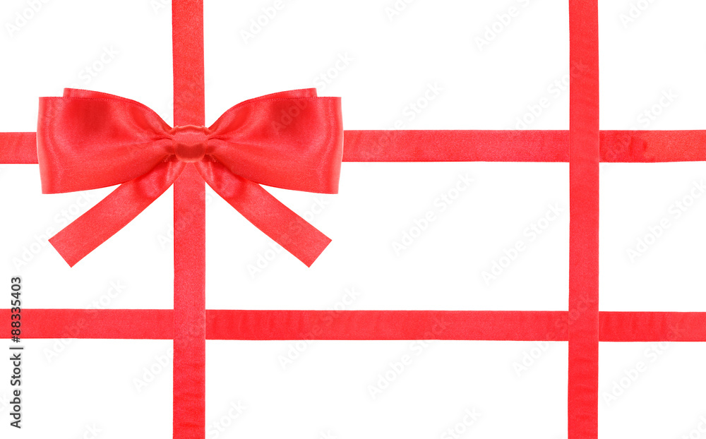 red satin bow knot and ribbons on white - set 32 red satin bow knot and ribbons on white - set 32