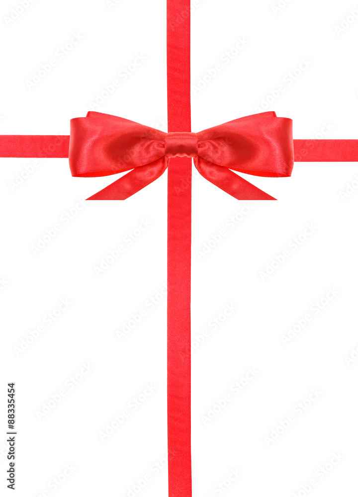 red satin bow knot and ribbons on white - set 8 red satin bow knot and ribbons on white - set 8
