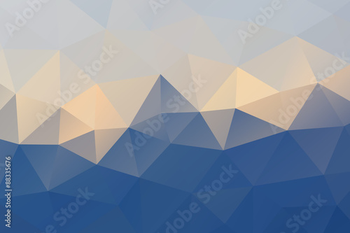 Blue yellow white abstract geometric rumpled triangular background low poly style. Vector illustration