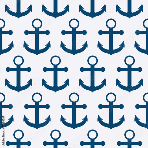 Vector illustration of a seamless pattern of anchors © amelisk