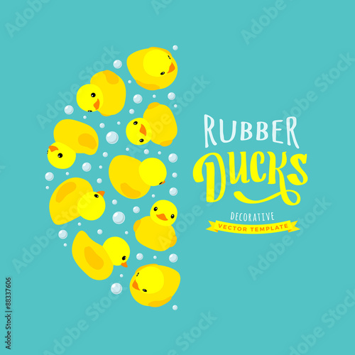 Vector decorating design made of yellow rubber ducks