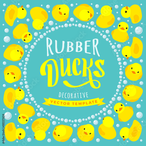 Vector decorating design made of yellow rubber ducks