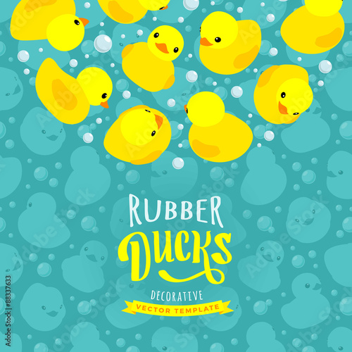 Vector decorating design made of yellow rubber ducks