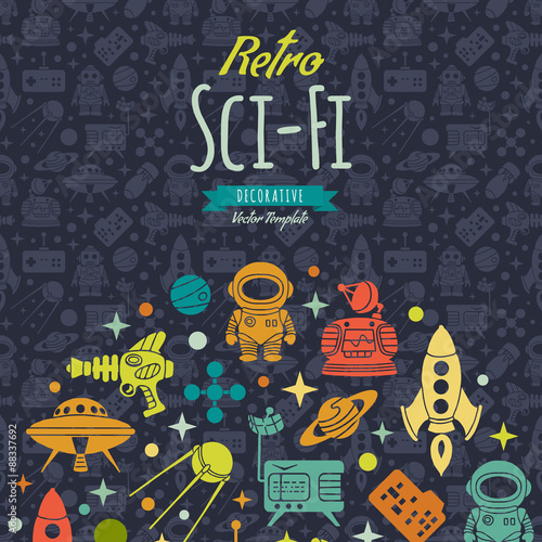 Retro Sci-Fi vector decorating design