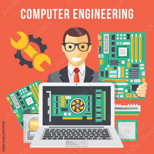 Computer engineering flat illustration concept