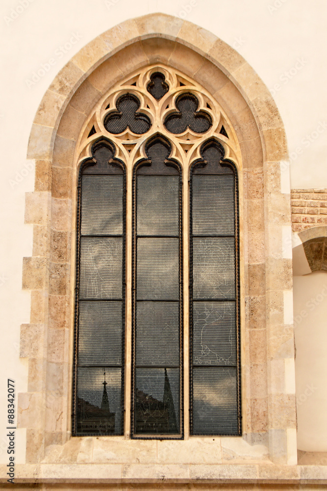 Window at St. Mark's church, Zagreb,Croatia