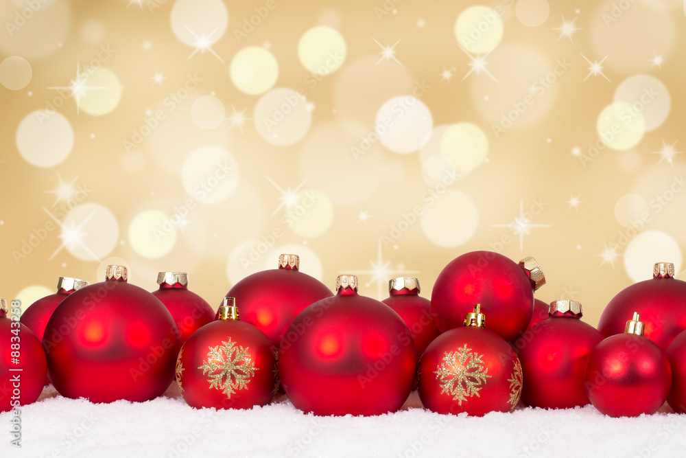 Weihnachtskarte Weihnachten viele rote Weihnachtskugeln gold Hin Weihnachtskarte Weihnachten viele rote Weihnachtskugeln gold Hin