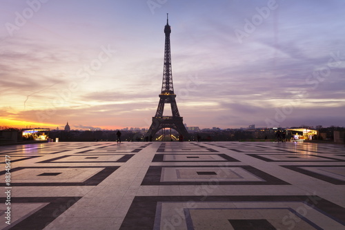 Trocadero and Eiffel Tower at sunrise, Paris, Ile de France, France  #88345677