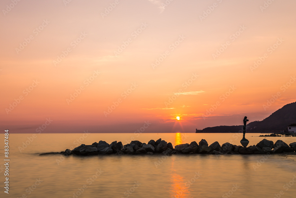 sunset behind the castle of Trieste