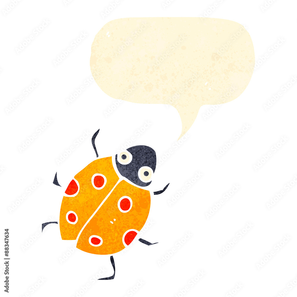 retro cartoon bug with speech bubble