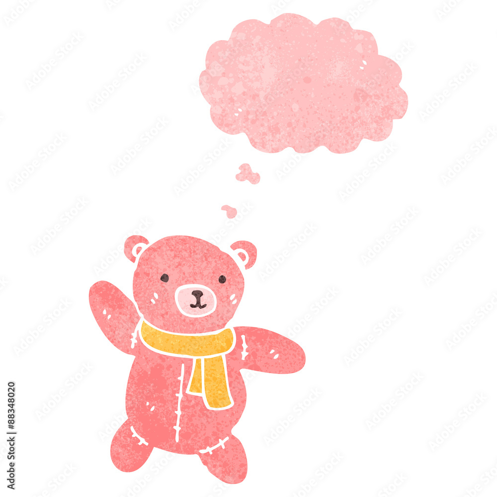 retro cartoon cute teddy bear with thought bubble retro cartoon cute teddy bear with thought bubble