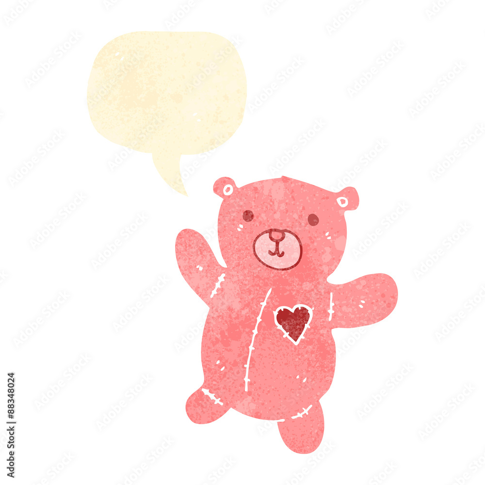 retro cartoon teddy bear with speech bubble retro cartoon teddy bear with speech bubble