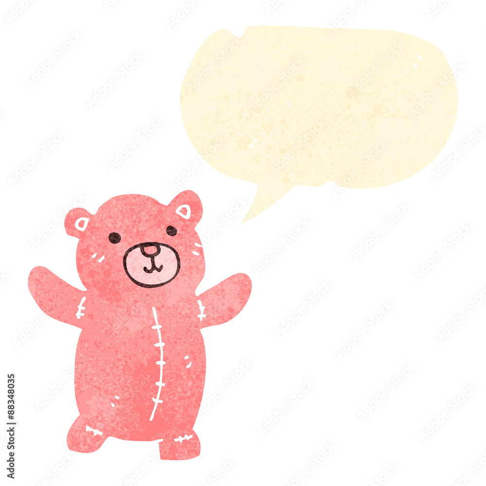 retro cartoon teddy bear with speech bubble retro cartoon teddy bear with speech bubble
