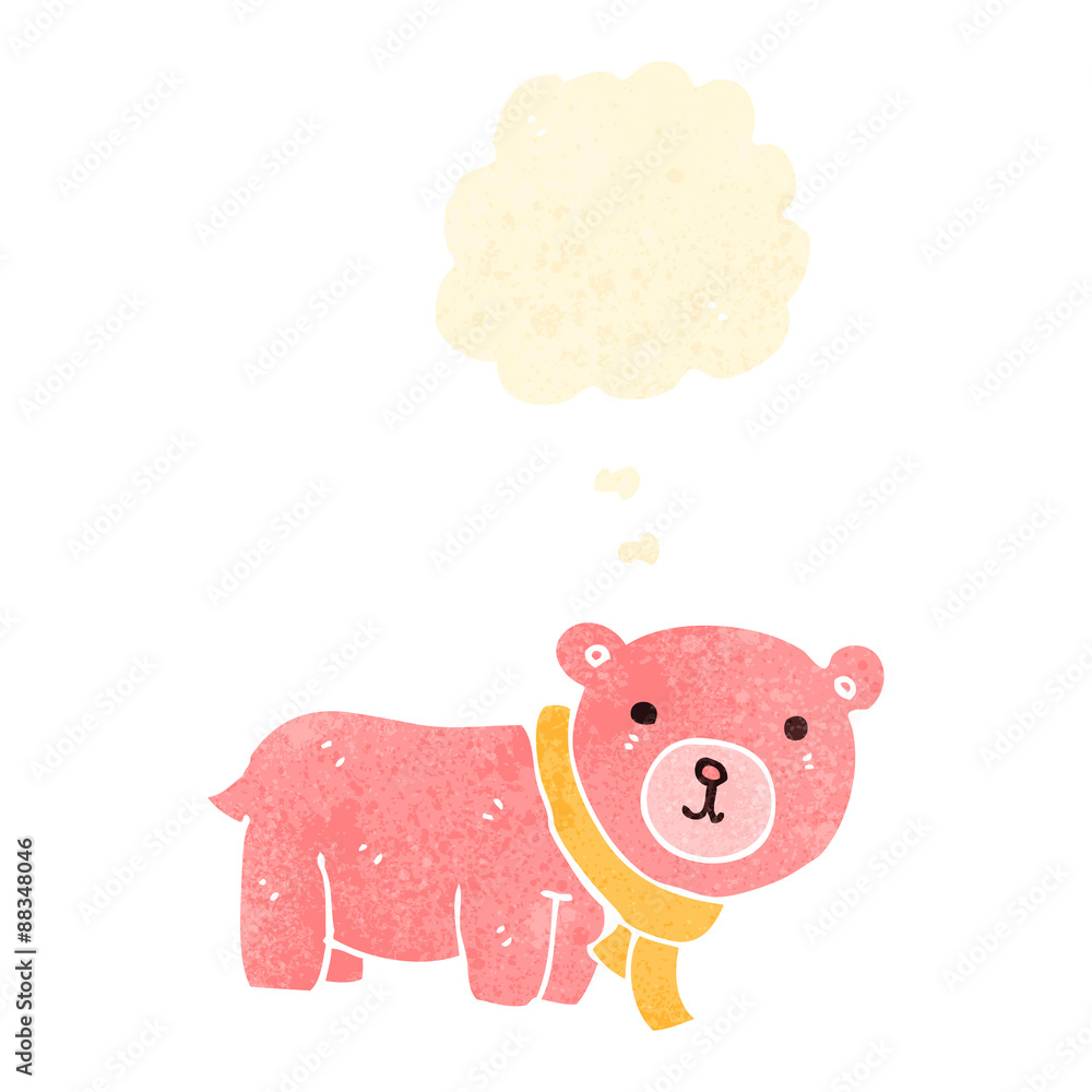 retro cartoon cute teddy bear with thought bubble retro cartoon cute teddy bear with thought bubble
