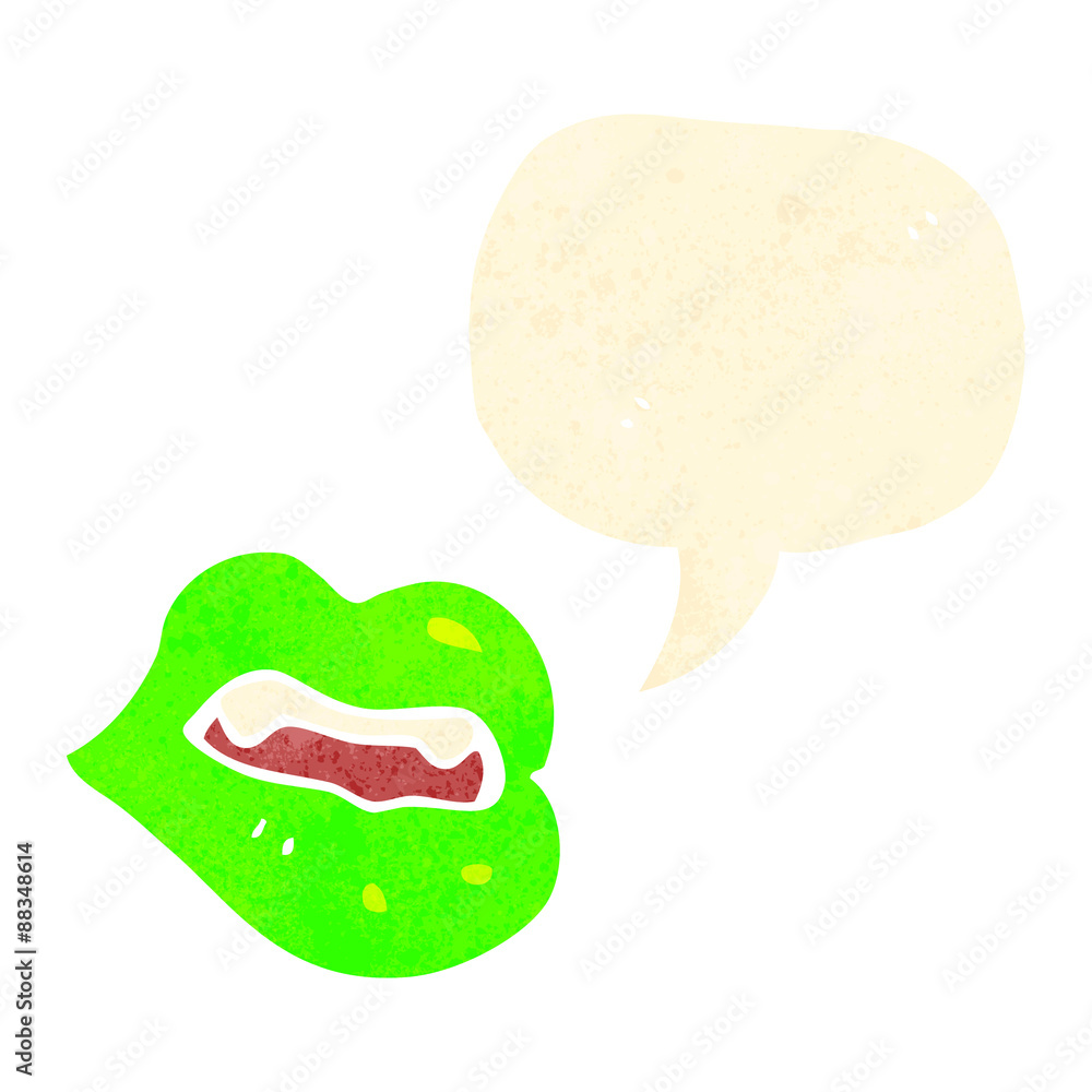 retro cartoon sexy halloween lips with speech bubble retro cartoon sexy halloween lips with speech bubble