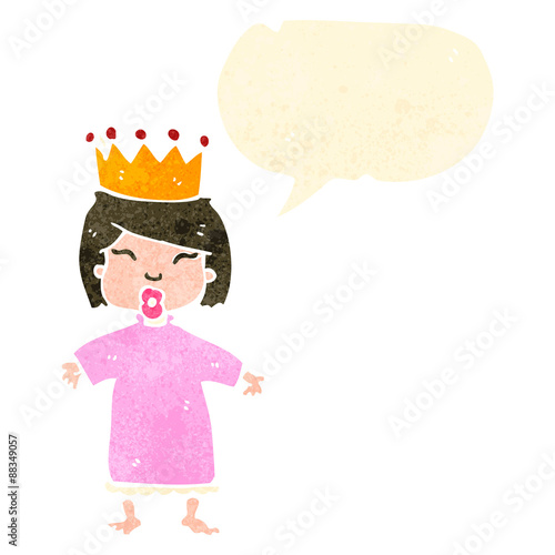 retro cartoon spoiled little princess