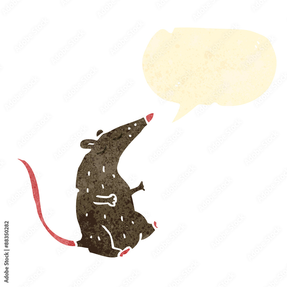 retro cartoon rat with speech bubble retro cartoon rat with speech bubble