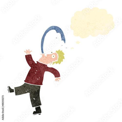 retro cartoon man spitting water