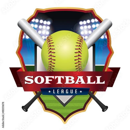 Softball League Emblem Illustration