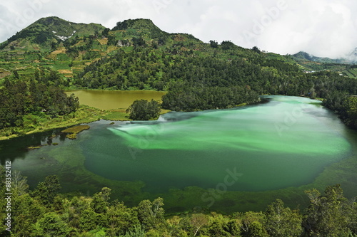 Telaga Warna (Colorful Lake), Dieng Plateau, Java, Indonesia photo