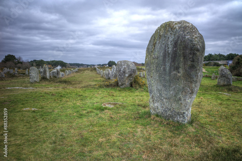 Megalithic stones in the Menec Alignment at Carnac, Brittany, France photo