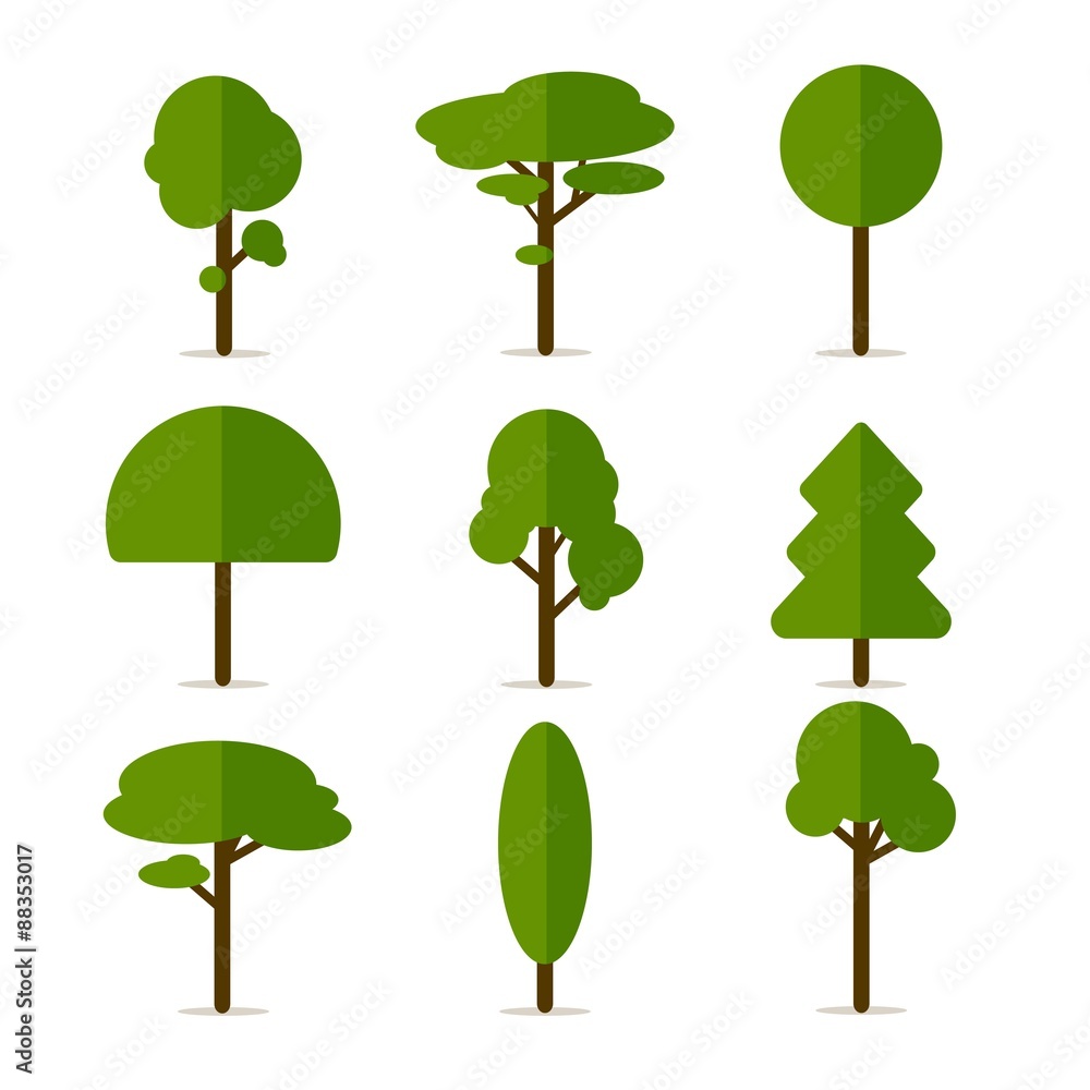 Fototapeta premium Vector Illustration of Tree Icons