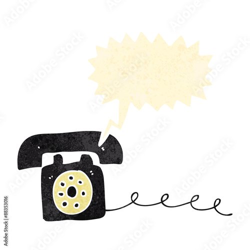 retro cartoon ringing telephone