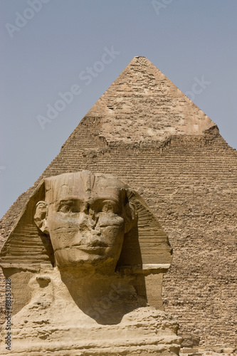 The Sphinx and the Pyramid of Khafre in Giza, near Cairo, Egypt #88353028