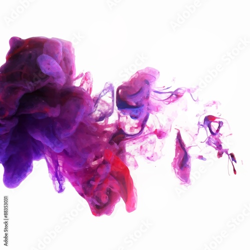 Vector Illustration of an Abstract Cloud. Purple Ink swirling in Water
