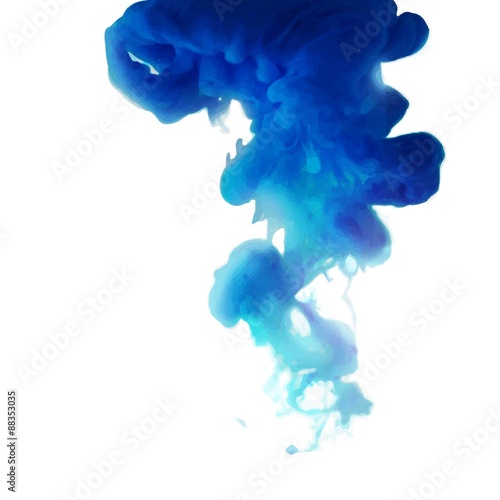 Vector Illustration of an Abstract Cloud. Blue Ink swirling in Water