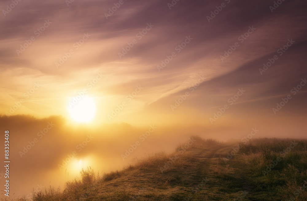 River in the early morning mist