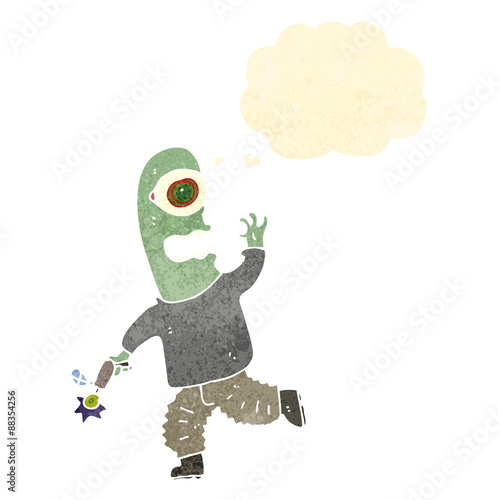 retro cartoon alien invader