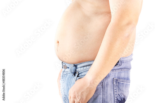 Fat man on white background