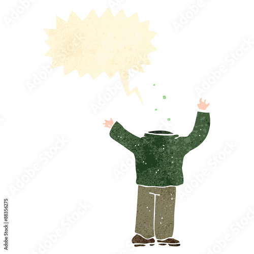 retro cartoon headless man