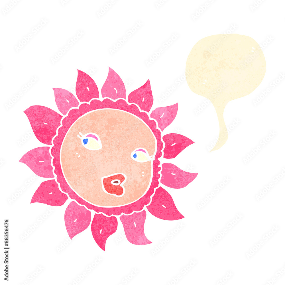 retro cartoon flower with speech bubble retro cartoon flower with speech bubble