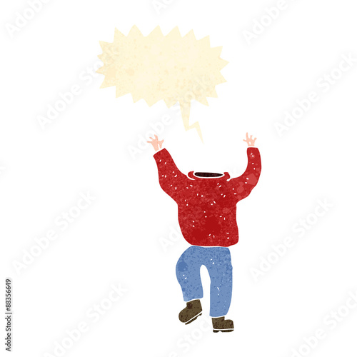 retro cartoon headless man