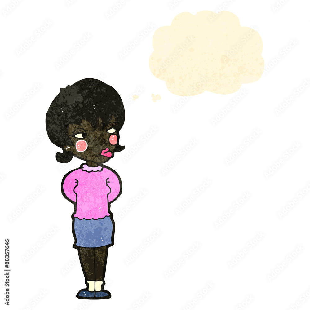 retro cartoon woman with idea retro cartoon woman with idea