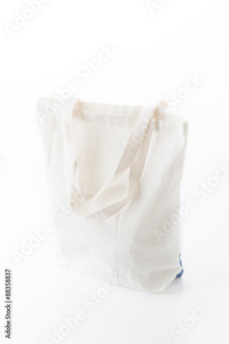 white fabric bag on white background